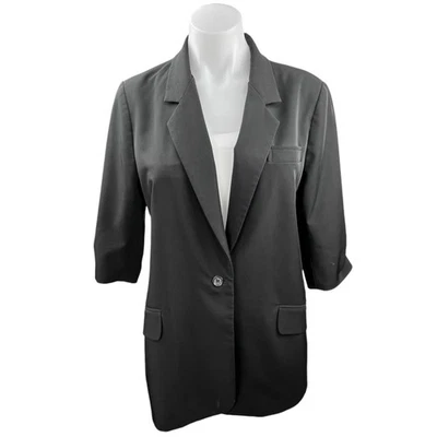 Elizabeth and James Womens Black 3/4 Sleeve One Button Blazer Coat Jacket Size 8 - Image 1 of 4