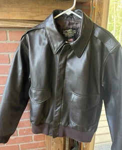 VTG US Wings USAAF A-2 Brown Goatskin Leather Bomber USA Jacket Coat Size 44 L - Picture 1 of 9