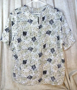 Women's Top Ship 'N Shore Tan/Olive Pullover Blouse W/ Shoulder Pads Size 18W - Picture 1 of 5