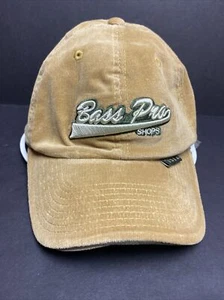 Corduroy Bass Pro Shops Hat Cap Fitted Mens Beige Fishing Script Rare Vintage  - Picture 1 of 9