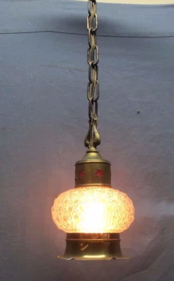 Lámpara de techo colgante de latón de colección artesanía Hobnail globo de vidrio 1808-23B Foto 1 de 4