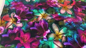 1m x 1,50m French Terry Blumen 95% BW, 5% EL 250g/m² Glünz - Picture 1 of 3
