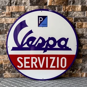 Vintage Vespa Servizio Sign - Motorcycle Garage Service Sign - XL 19.7" (50cm) - Picture 1 of 9
