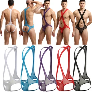 Hot Men's Bodysuit Leotard Jockstrap Jumpsuit Underwear Sexy Wrestling Singlets - Picture 1 of 48
