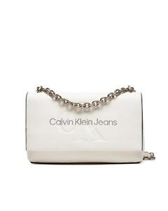 Calvin Klein Jeans Printed Shoulder Bag with Clip Fastening  -  Bags  - White