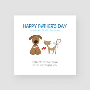 Personalisierte handgefertigte Haustier Happy Vatertag Karte vom HUND / KATZE / BEIDES  - Bild 1 von 6