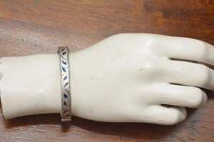 Vintage Sterlingsilber B. Ltd 1990 Birmingham geätztes klappbares Armband - Bild 1 von 7