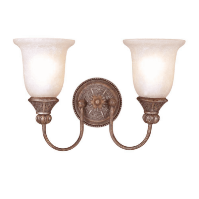 Hampton Bay  BSG8412  2-Light Bronze w Cream Scavo Glass Shades Wall Sconce - Image 1 of 2