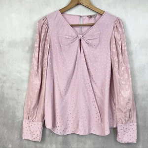 Tailored Rebecca Taylor Womens Silk Blend Blouse Size 12 Pink Cottage Feminine - Picture 1 of 11
