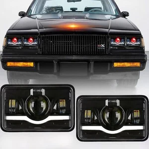 Pair 4x6" LED Headlights Red DRL Hi-Lo Beam Fit For Chevrolet Camaro 1983-1992 - Picture 1 of 7