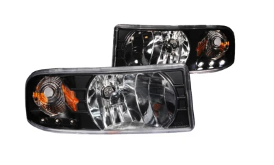 Faróis de cristal Anzo pretos com L.E.D. 1 peça para 94-01 Dodge Ram 1500 #111205 - Imagem 1 de 4