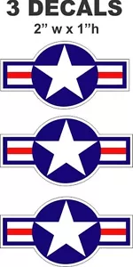 3 United States Airforce Air Force Star Vinyl Decals - Picture 1 of 1