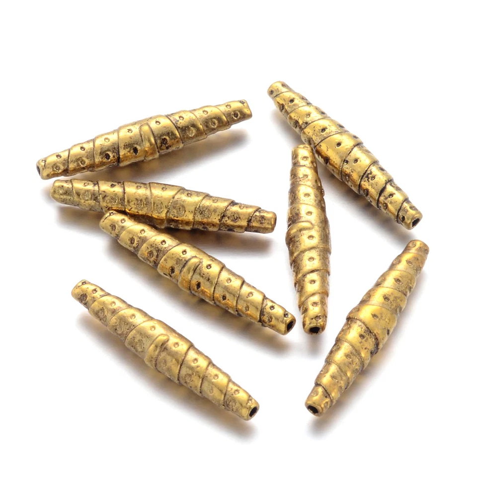 20pcs Tibetan Alloy Bumpy Column Metal Beads Antique Gold Loose Spacers 25x5mm - Image 1 of 2
