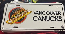 Vintage Vancouver Canucks License Plate Metal 1989 NEW Old Logo