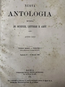 Rivista Nuova Antologia 1886 - Foto 1 di 2