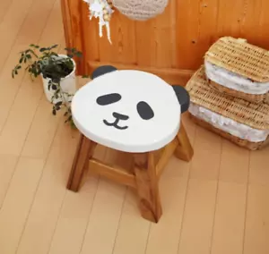 Panda Face Design Handmade Wooden Round Mini Stool, Chair for Toddlers, Kids - Picture 1 of 5
