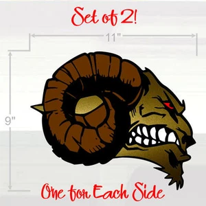 Ram Head 11x9" Set of 2 Rams Decals Stickers Fits Dodge Truck Pickup Car Sport - Picture 1 of 2