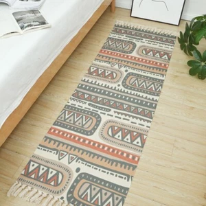 Bed Side Decorative Runner Rug Nordic Knotted Tassel Carpet Hand Woven Large Mat - Picture 1 of 17