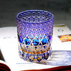 Hand Cut To Clear Blue 9oz Edo Kiriko Crystal Whiskey Glasses Gift Packing 1pc