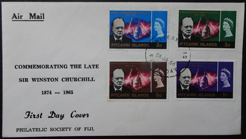 Pitcairn Islands Sir Winston Churchill illustrated Air Mail First day cover 1965 - Image 1 of 1