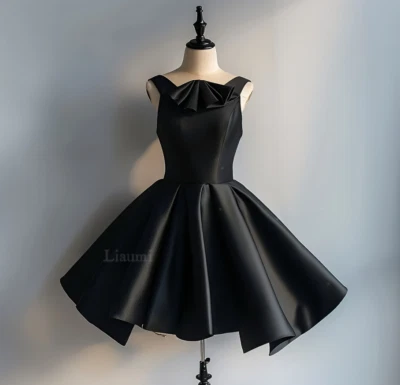 Vestidos de novia góticos negros cortos cuello alto sin mangas vestidos de novia vintage Foto 1 de 4