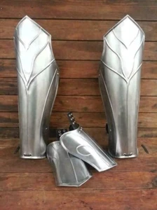 Halloween Medievale Cavaliere Armatura Set Gambe Greaves Drwaf Cosplay Costume Armatura Set - Foto 1 di 3