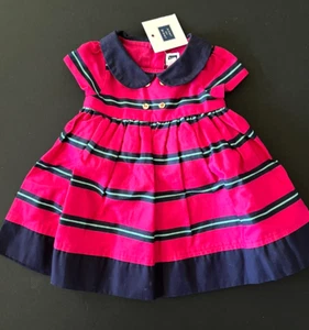 Abito Janie and Jack FIRST CRUISE 0 3 M a righe in raso preppy nuovo con etichette - Foto 1 di 5