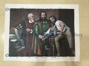 Sammelwerk storia tedesca Johann Gutenberg dipinto a mano olio su tela - Foto 1 di 3