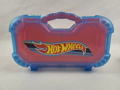 HOT WHEELS Smart Box Car Case Blue Orange Small Hand Held  - Image 1 of 4