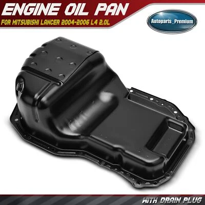 Черный масляный поддон двигателя со сливной пробкой для Mitsubishi Lancer 2004 2005 2006 L4 2,0 л - Изображение 1 из 4