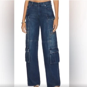 Alice and Oivia Women's Cay Baggy Denim Cargo Pants size 30 in love train y2k - Picture 1 of 10