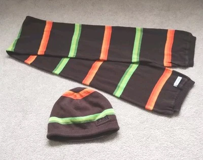 Boy's Brown Striped Hat & Scarf - Image 1 of 3