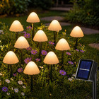 Pack of 10 Solar Mushroom Multi Function LED Outdoor Garden Pathway Stake Lights
