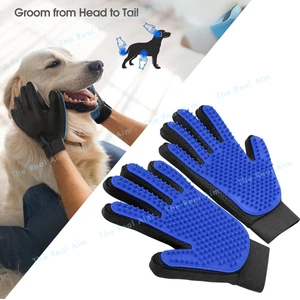 Guantes de aseo de mascotas guante depilador de perro gato deshedding suave pelaje cepillo guante - Imagen 1 de 9
