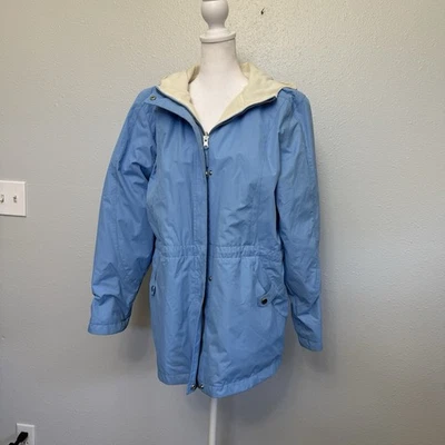 Двусторонний плащ с капюшоном Izod небесно-голубой и цвета слоновой кости вельветовый размер большой - Изображение 1 из 4