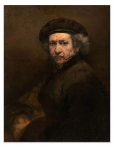 Autorretrato de Rembrandt con boina y cuello vuelto - Impresión artística vintage de 1659 - Imagen 1 de 3