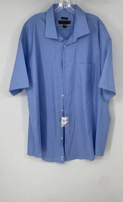 Pronto Uomo Mens Blue Cotton Classic Fit Short Sleeve Dress Shirt Size 19 36/37 - Image 1 of 4