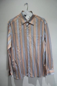 Camicia elegante uomo Ermenegildo Zegna a righe con bottoni taglia Xlarge - Foto 1 di 8