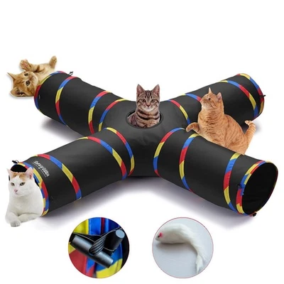 4 Way Large Cat Tunnels for Indoor Cats - 10" Diameter & 47" Long Play Tunnel... - Image 1 of 4