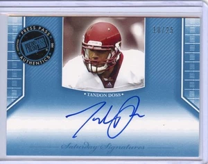 TANDON DOSS 2011 Press Pass Saturday Sigs Blue Auto RC #D 10/25 Indiana Hoosiers - Picture 1 of 2