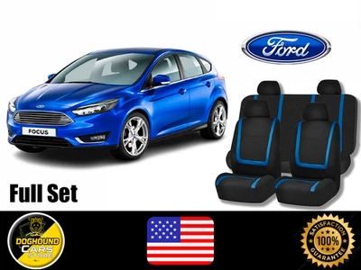 For All Ford Blue Lines Seat Covers Full Set High Quality Cushioned Fit - Image 1 of 4