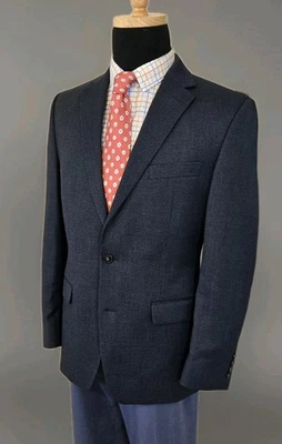 CHAPS Navy Blue Blazer Men 40R Mini Check Sport Coat 2 Button Jacket - Image 1 of 4