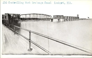 Postcard IL Will County Lockport Controlling Work Drainage Canal 1940s V151 - Picture 1 of 2