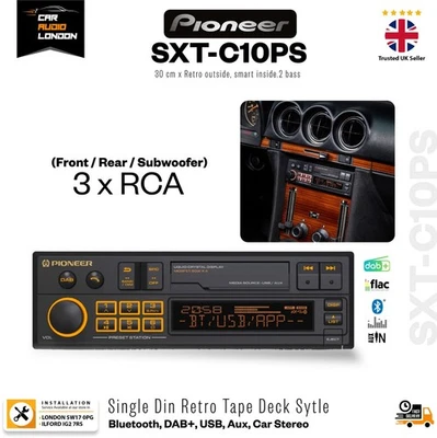 Pioneer SXT-C10PS DAB+ Bluetooth 1-DIN Retro Car Stereo Tape Deck Style Head Uni - Image 1 of 4