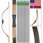 Archery 30-50lbs Traditional Recurve Bow Carbon Arrows Horsebow Target Hunting