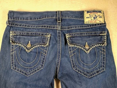 True Religion Jeans Mens Sz 38 Blue Big T Rope Stitching Relaxed Boot Cut - Image 1 of 4