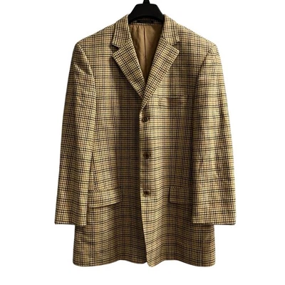 Vintage Lands End Blazer Men 44L Brown Tweed Check Wool Sport Coat Preppy Office - Image 1 of 4