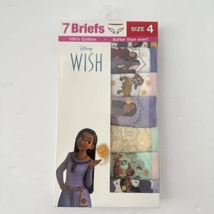 Disney Girls' Wish Size 4 -100% Combed Cotton 7-Pack Underwear - 7 Briefs - Picture 1 of 2
