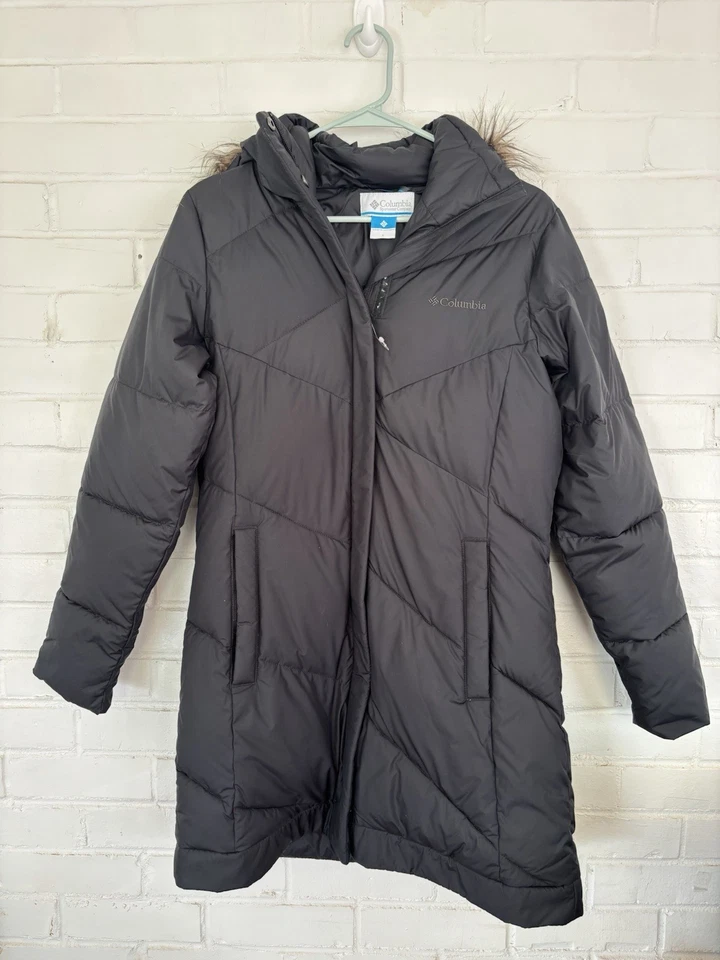 Abrigo largo acolchado Columbia para mujer S Snow Eclipse ribete de piel sintética parka con capucha Foto 1 de 4