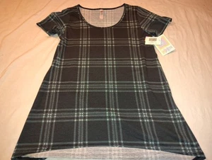 Lularoe Classic T Shirt Women's Pullover Sz Small S NWT Green Checkered New - Picture 1 of 5